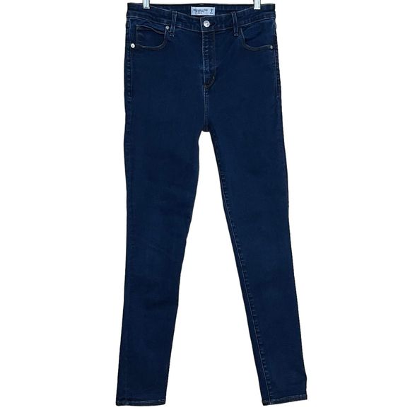 Abercrombie & Fitch The Super Skinny High Rise Jeans Dark Blue Size 29 8L 8 Long - Picture 2 of 8